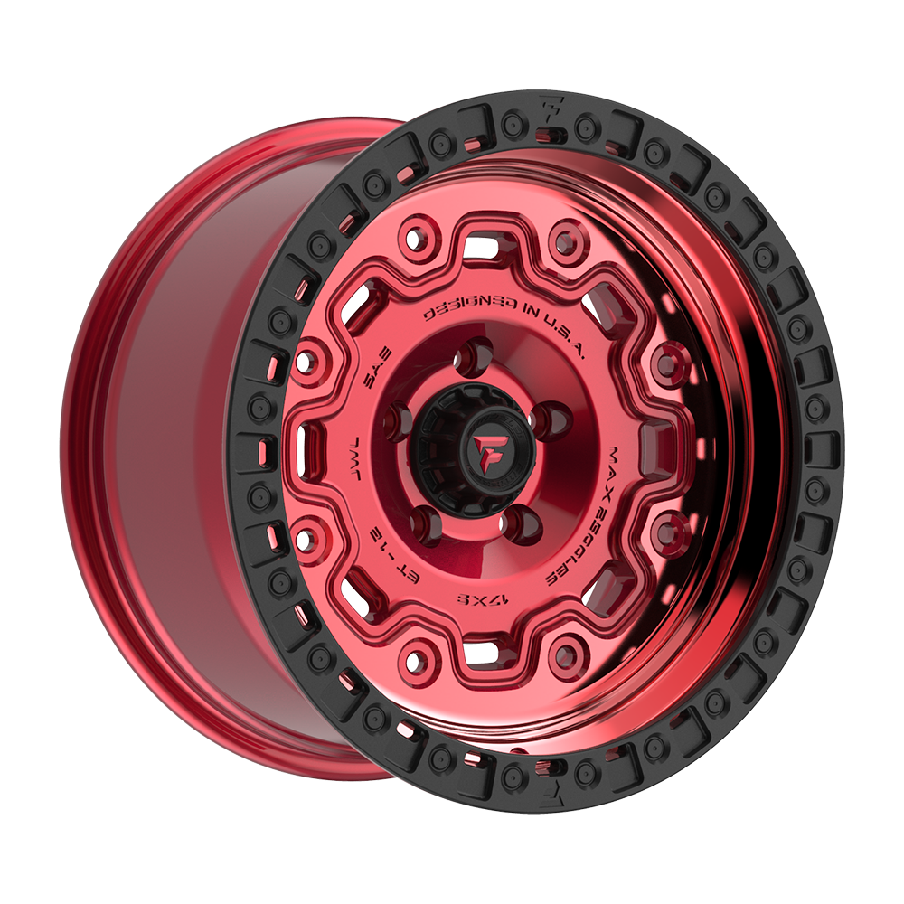 Fittipaldi Off Road FT100RTB Wheel - Gloss Red with Machined Face, Red Tint, and Satin Black Lip