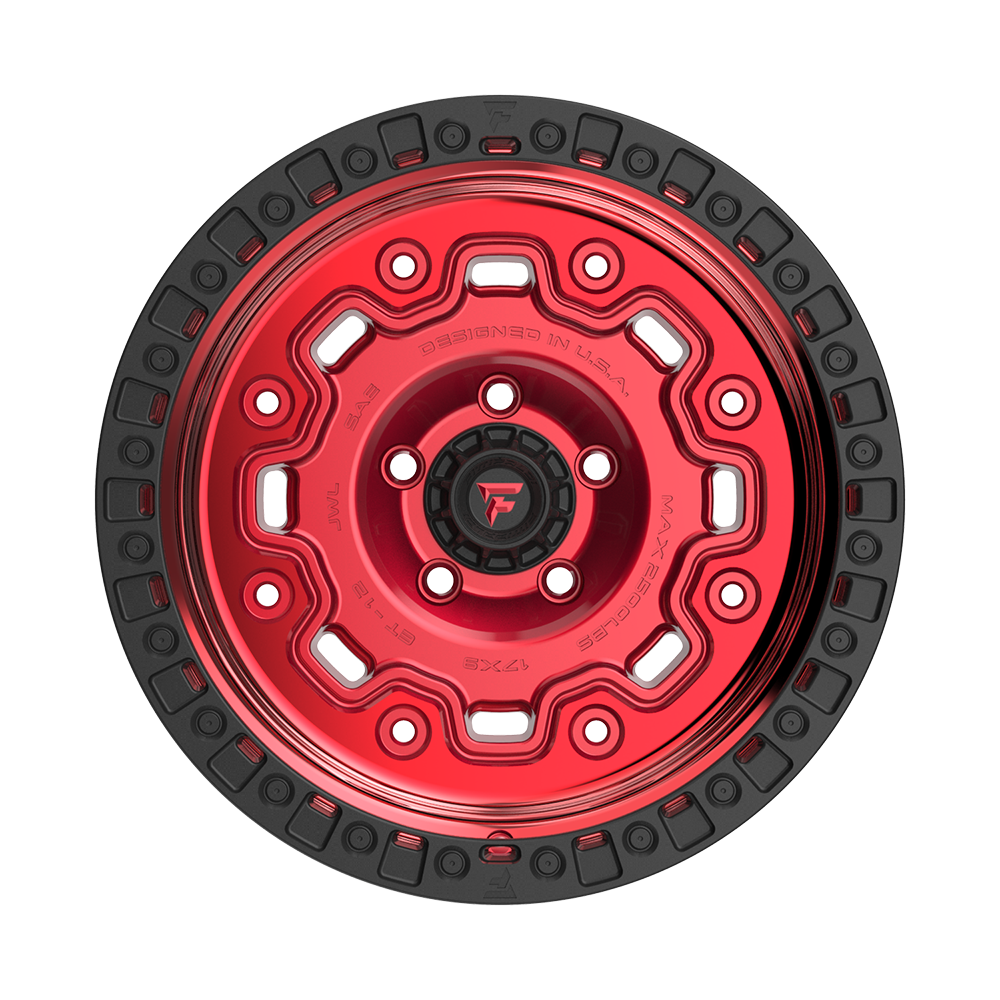 Fittipaldi Off Road FT100RTB Wheel - Gloss Red with Machined Face, Red Tint, and Satin Black Lip