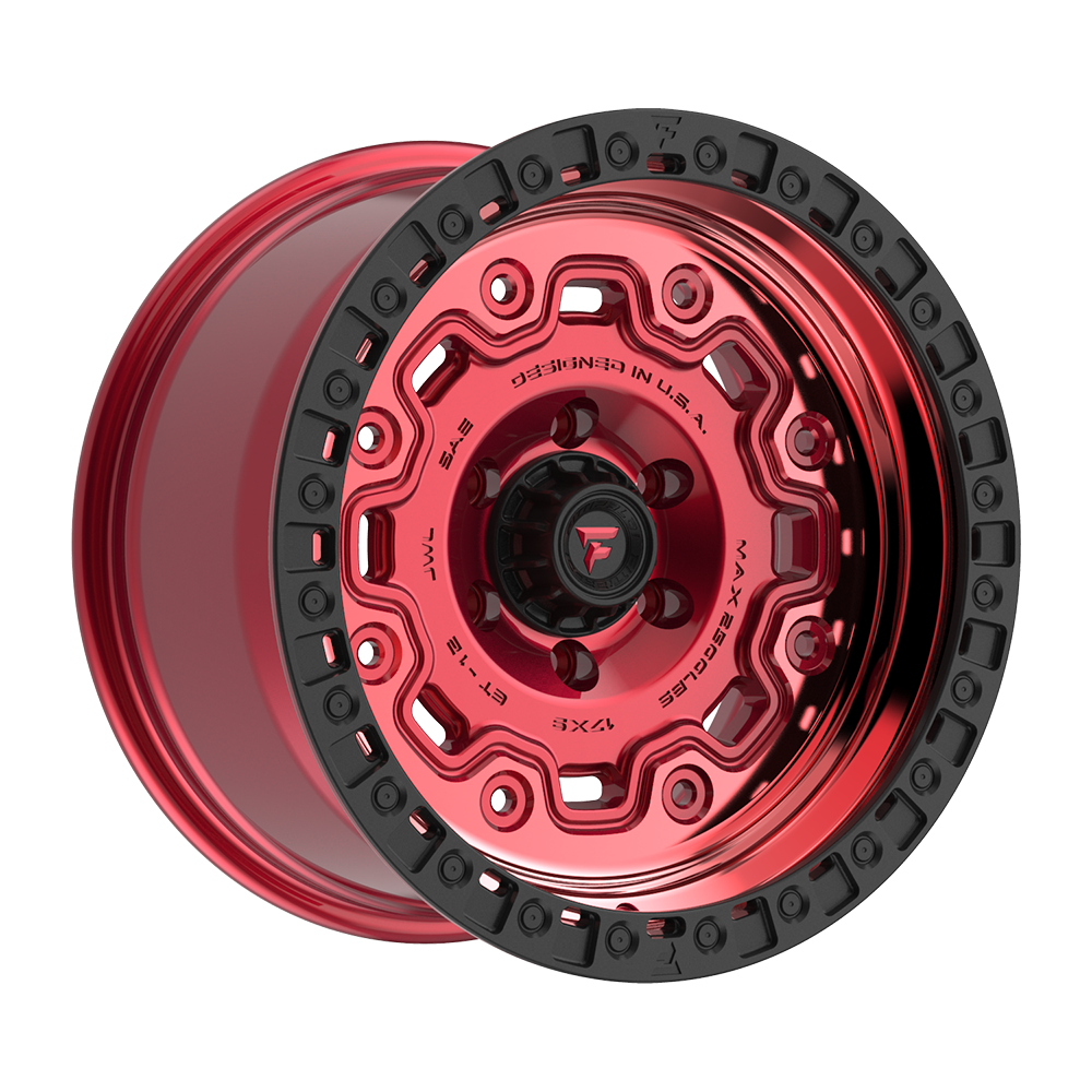 Fittipaldi Off Road FT100RTB Wheel - Gloss Red with Machined Face, Red Tint, and Satin Black Lip