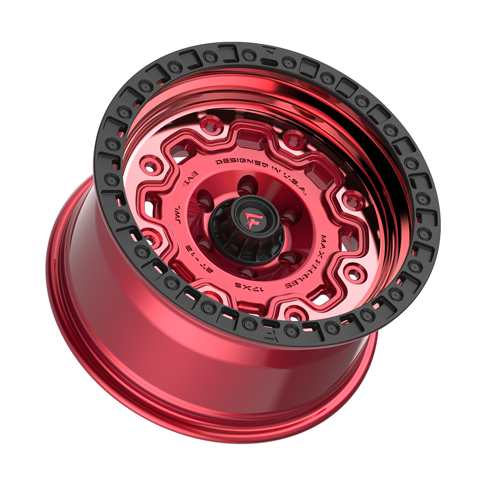Fittipaldi Off Road FT100RTB Wheel - Gloss Red with Machined Face, Red Tint, and Satin Black Lip
