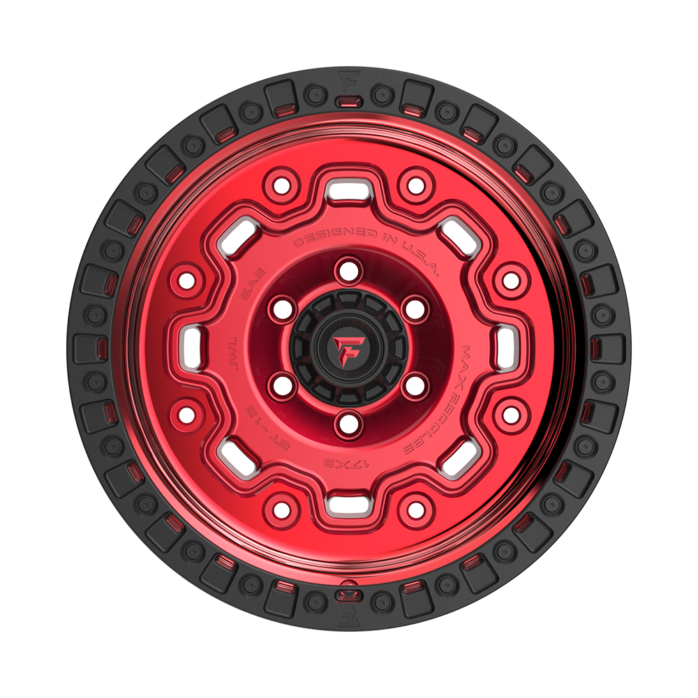 Fittipaldi Off Road FT100RTB Wheel - Gloss Red with Machined Face, Red Tint, and Satin Black Lip