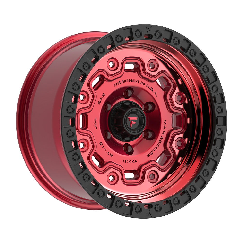 Fittipaldi Off Road FT100RTB Wheel - Gloss Red with Machined Face, Red Tint, and Satin Black Lip