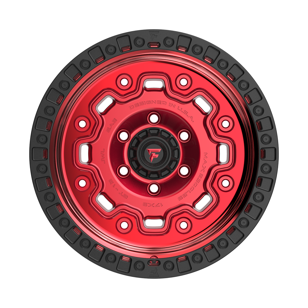 Fittipaldi Off Road FT100RTB Wheel - Gloss Red with Machined Face, Red Tint, and Satin Black Lip