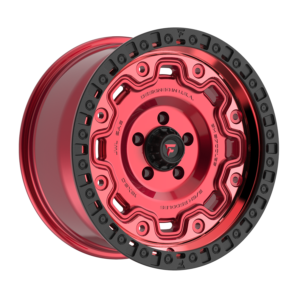 Fittipaldi Off Road FT100RTB Wheel - Gloss Red with Machined Face, Red Tint, and Satin Black Lip