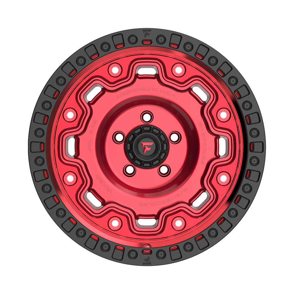 Fittipaldi Off Road FT100RTB Wheel - Gloss Red with Machined Face, Red Tint, and Satin Black Lip