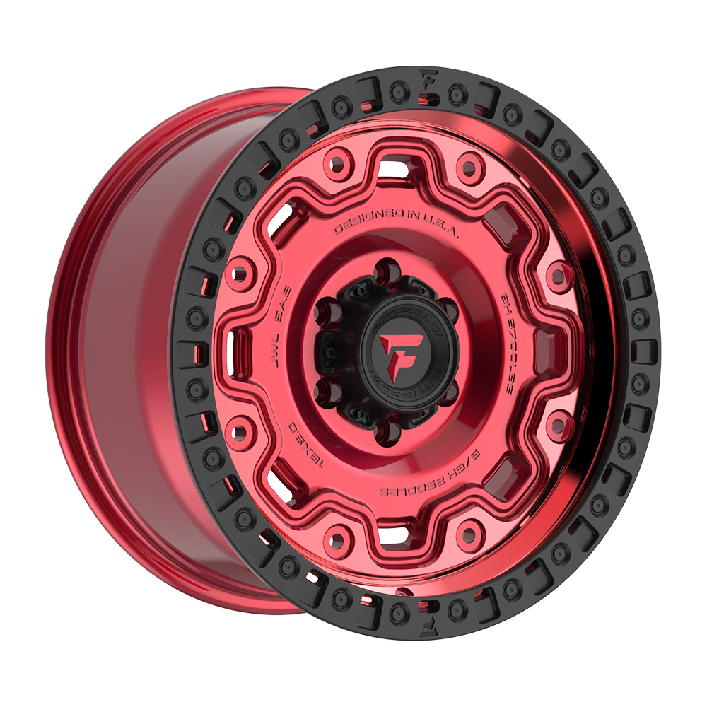 Fittipaldi Off Road FT100RTB Wheel - Gloss Red with Machined Face, Red Tint, and Satin Black Lip