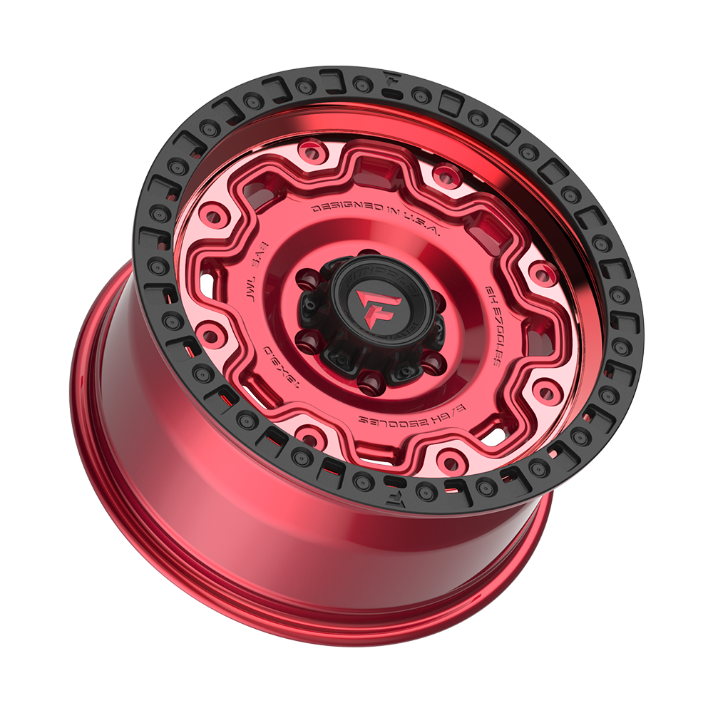 Fittipaldi Off Road FT100RTB Wheel - Gloss Red with Machined Face, Red Tint, and Satin Black Lip