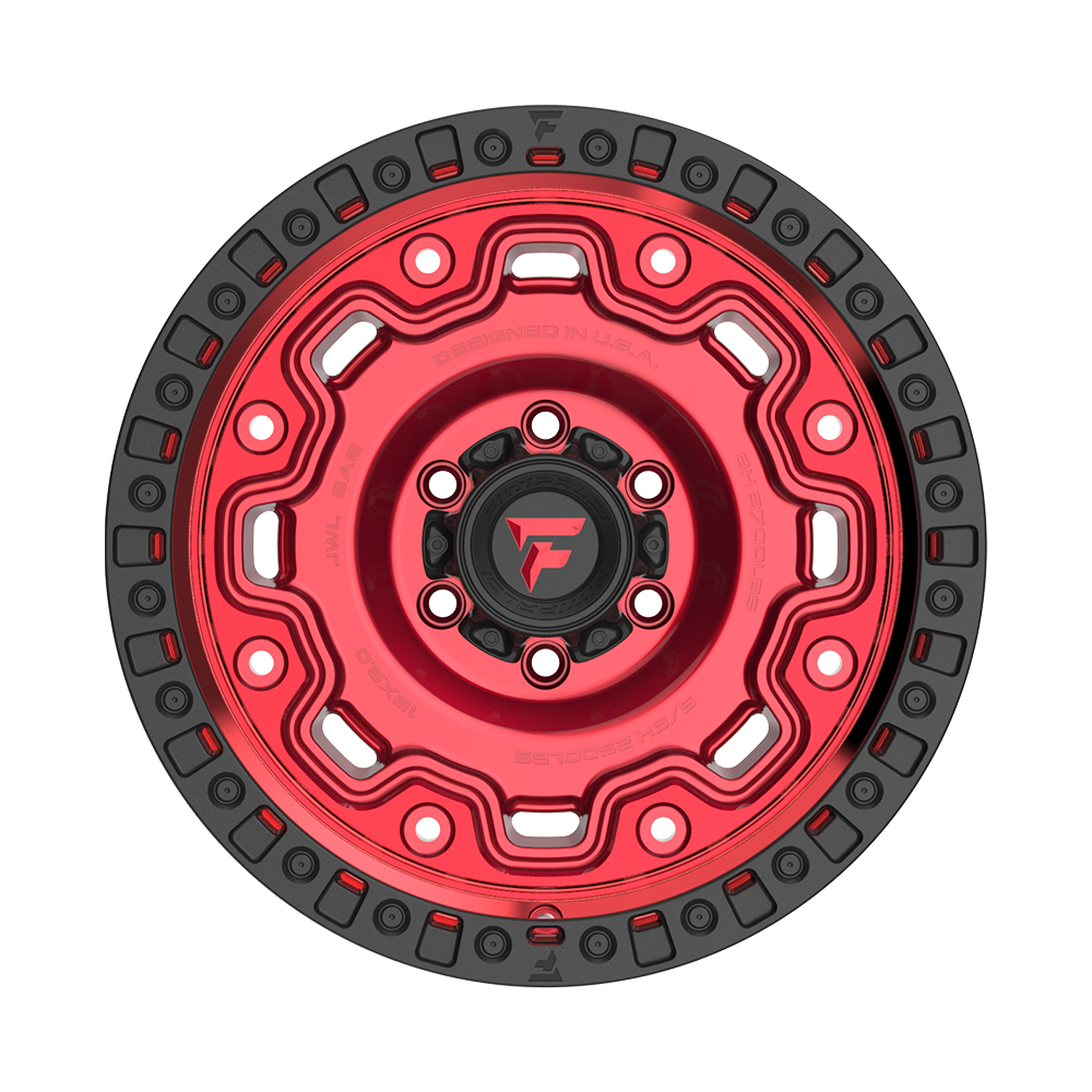 Fittipaldi Off Road FT100RTB Wheel - Gloss Red with Machined Face, Red Tint, and Satin Black Lip