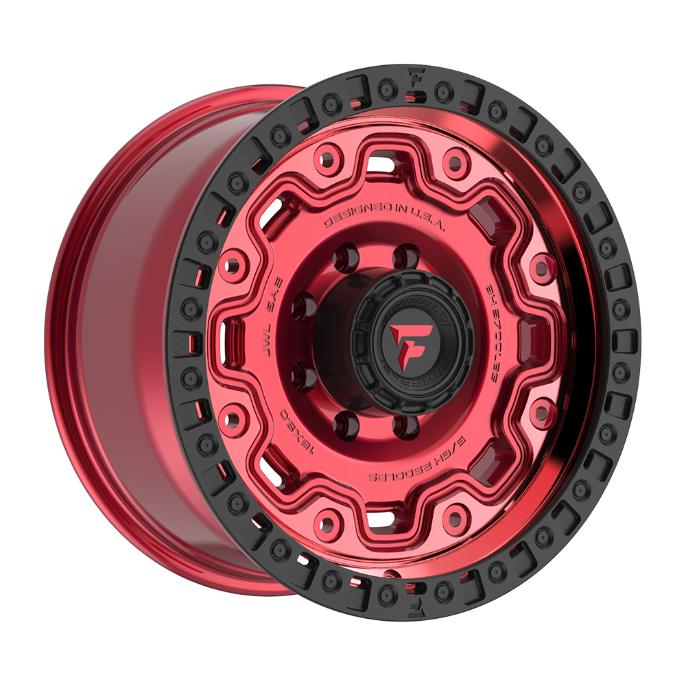 Fittipaldi Off Road FT100RTB Wheel - Gloss Red with Machined Face, Red Tint, and Satin Black Lip