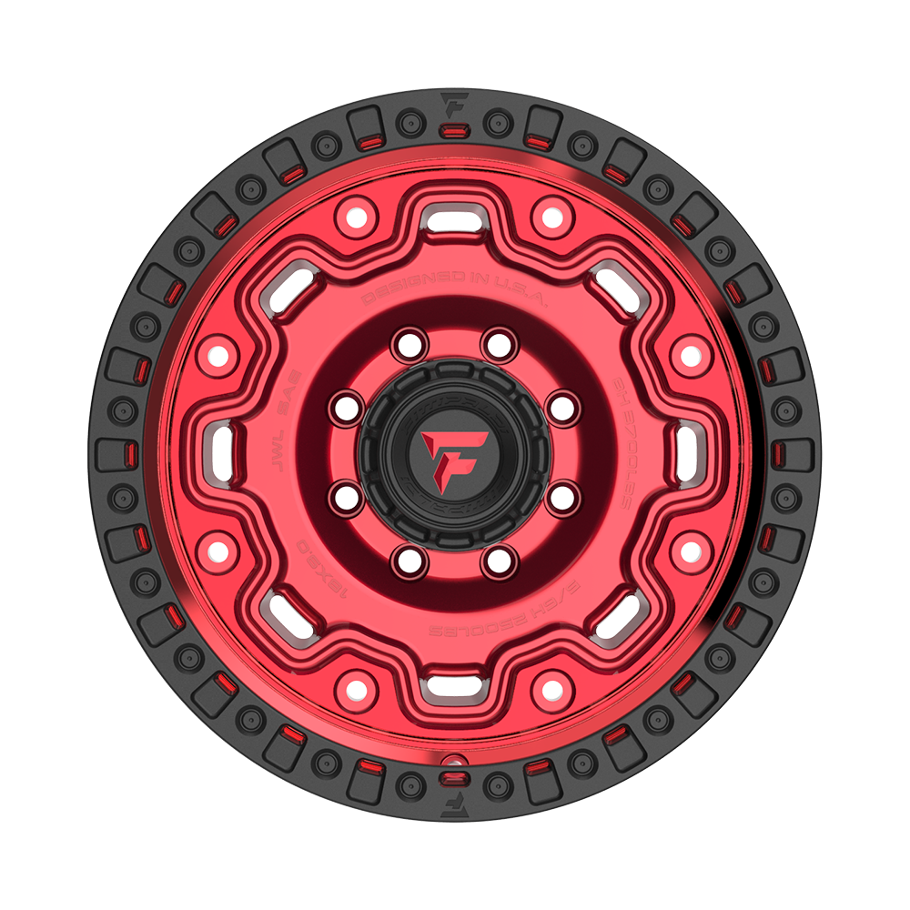 Fittipaldi Off Road FT100RTB Wheel - Gloss Red with Machined Face, Red Tint, and Satin Black Lip