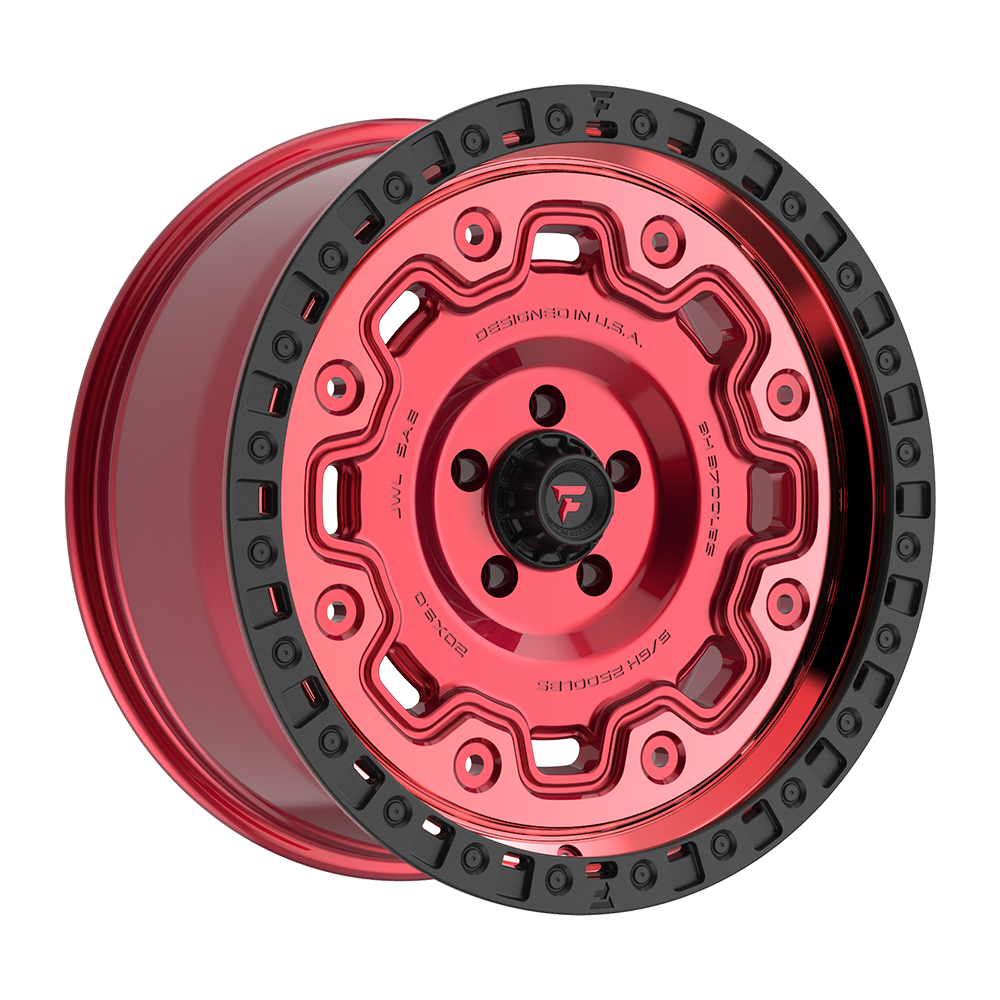 Fittipaldi Off Road FT100RTB Wheel - Gloss Red with Machined Face, Red Tint, and Satin Black Lip