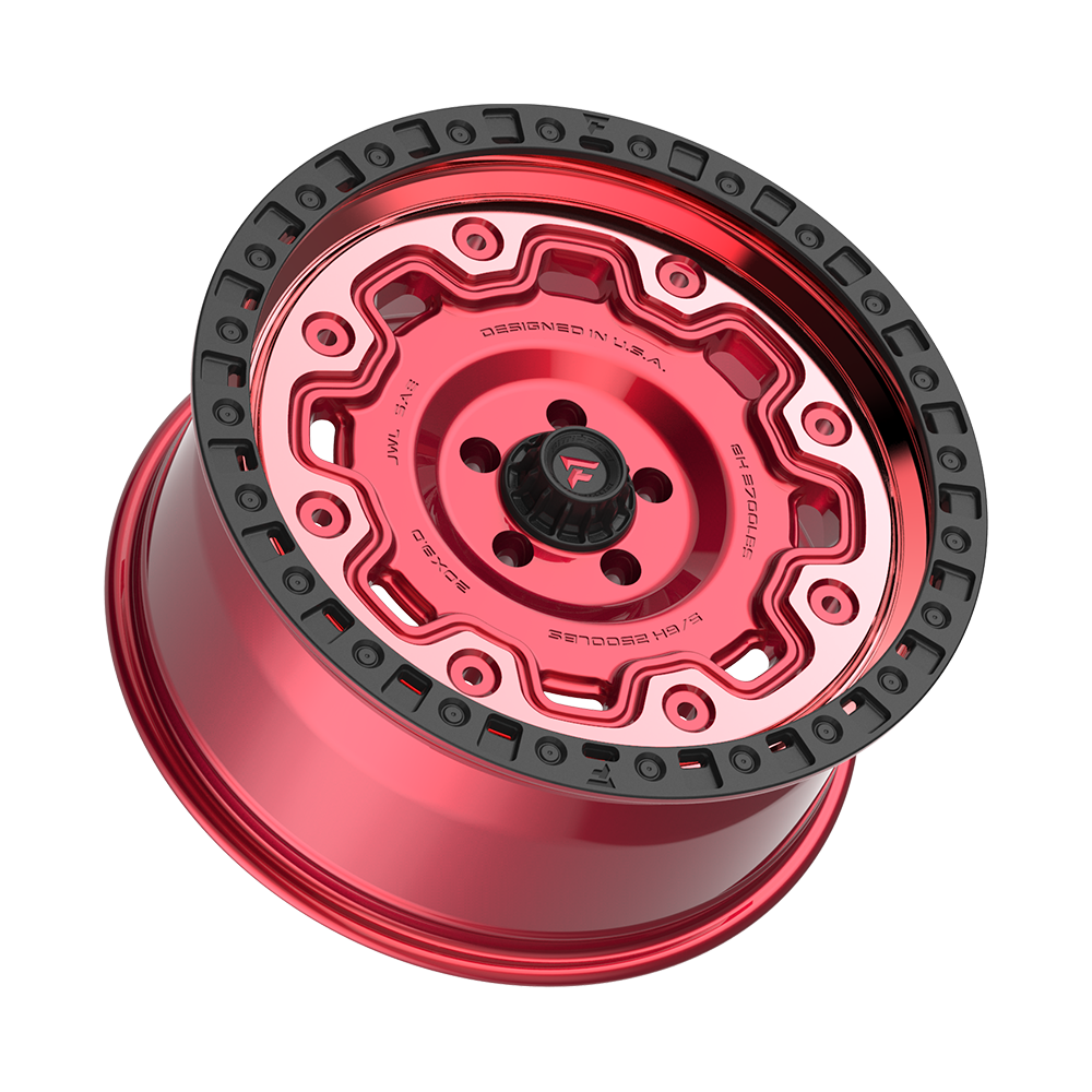 Fittipaldi Off Road FT100RTB Wheel - Gloss Red with Machined Face, Red Tint, and Satin Black Lip