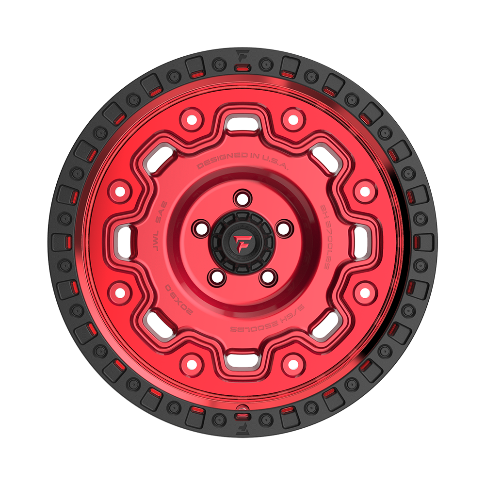 Fittipaldi Off Road FT100RTB Wheel - Gloss Red with Machined Face, Red Tint, and Satin Black Lip