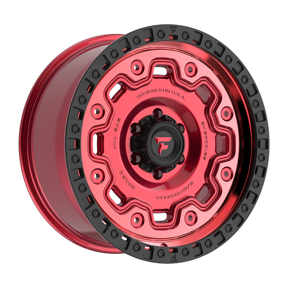 Fittipaldi Off Road FT100RTB Wheel - Gloss Red with Machined Face, Red Tint, and Satin Black Lip