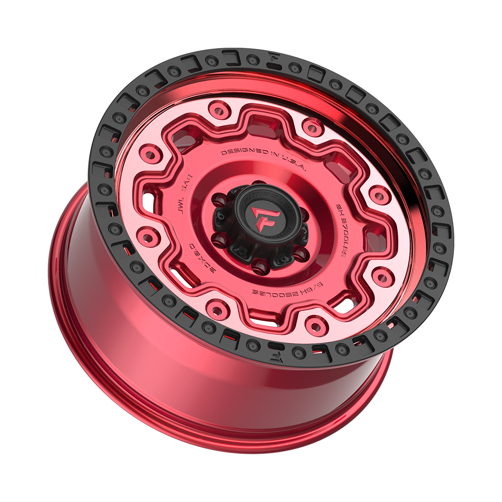 Fittipaldi Off Road FT100RTB Wheel - Gloss Red with Machined Face, Red Tint, and Satin Black Lip