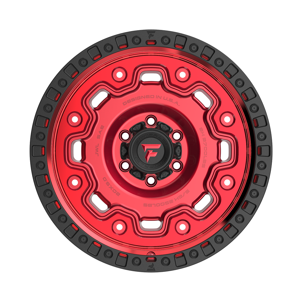 Fittipaldi Off Road FT100RTB Wheel - Gloss Red with Machined Face, Red Tint, and Satin Black Lip