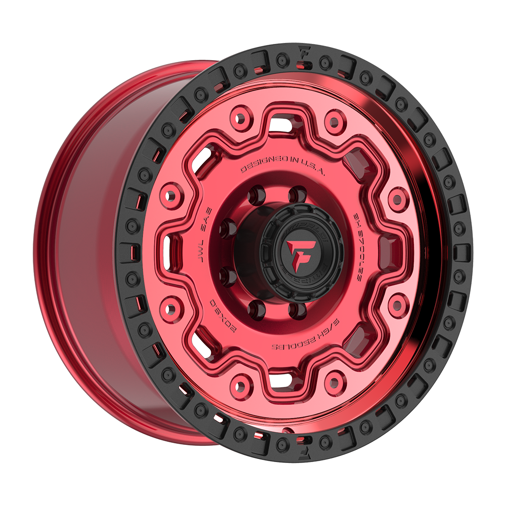 Fittipaldi Off Road FT100RTB Wheel - Gloss Red with Machined Face, Red Tint, and Satin Black Lip