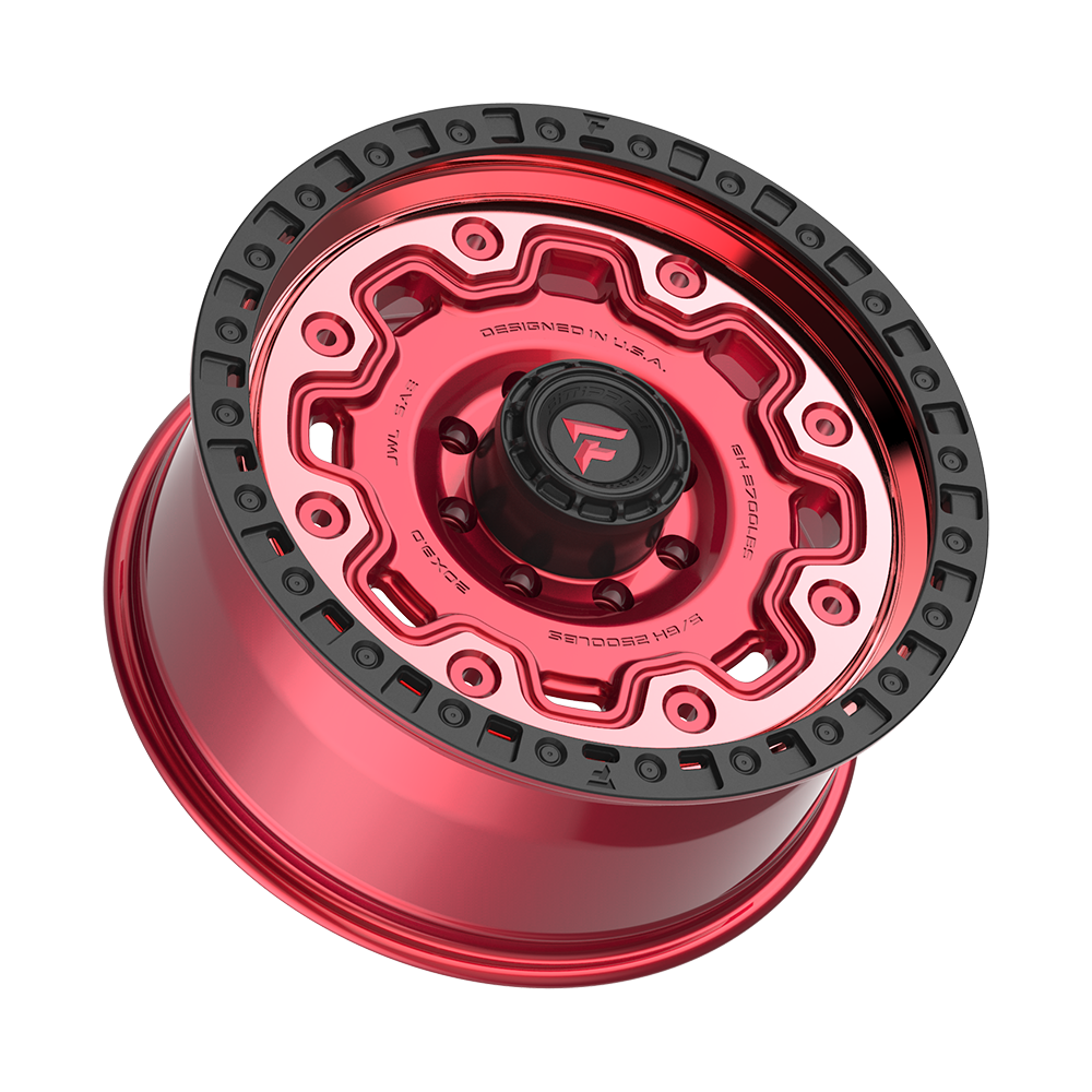 Fittipaldi Off Road FT100RTB Wheel - Gloss Red with Machined Face, Red Tint, and Satin Black Lip