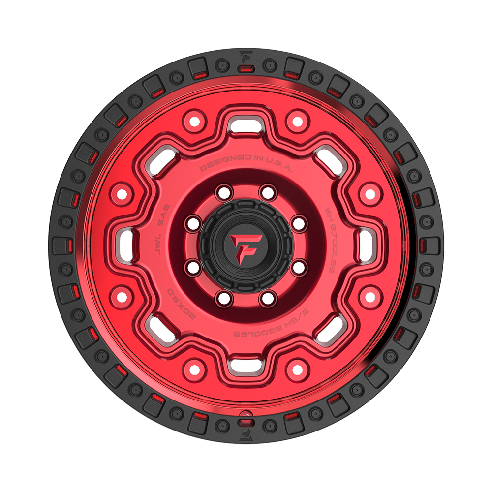 Fittipaldi Off Road FT100RTB Wheel - Gloss Red with Machined Face, Red Tint, and Satin Black Lip