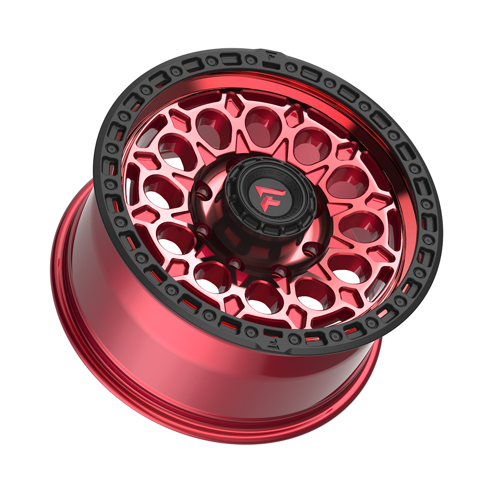 Fittipaldi Off Road FT101 Wheels – Gloss Red with Machined Face, Red Tint, and Satin Black Lip | 17x9, 18x9, 20x9