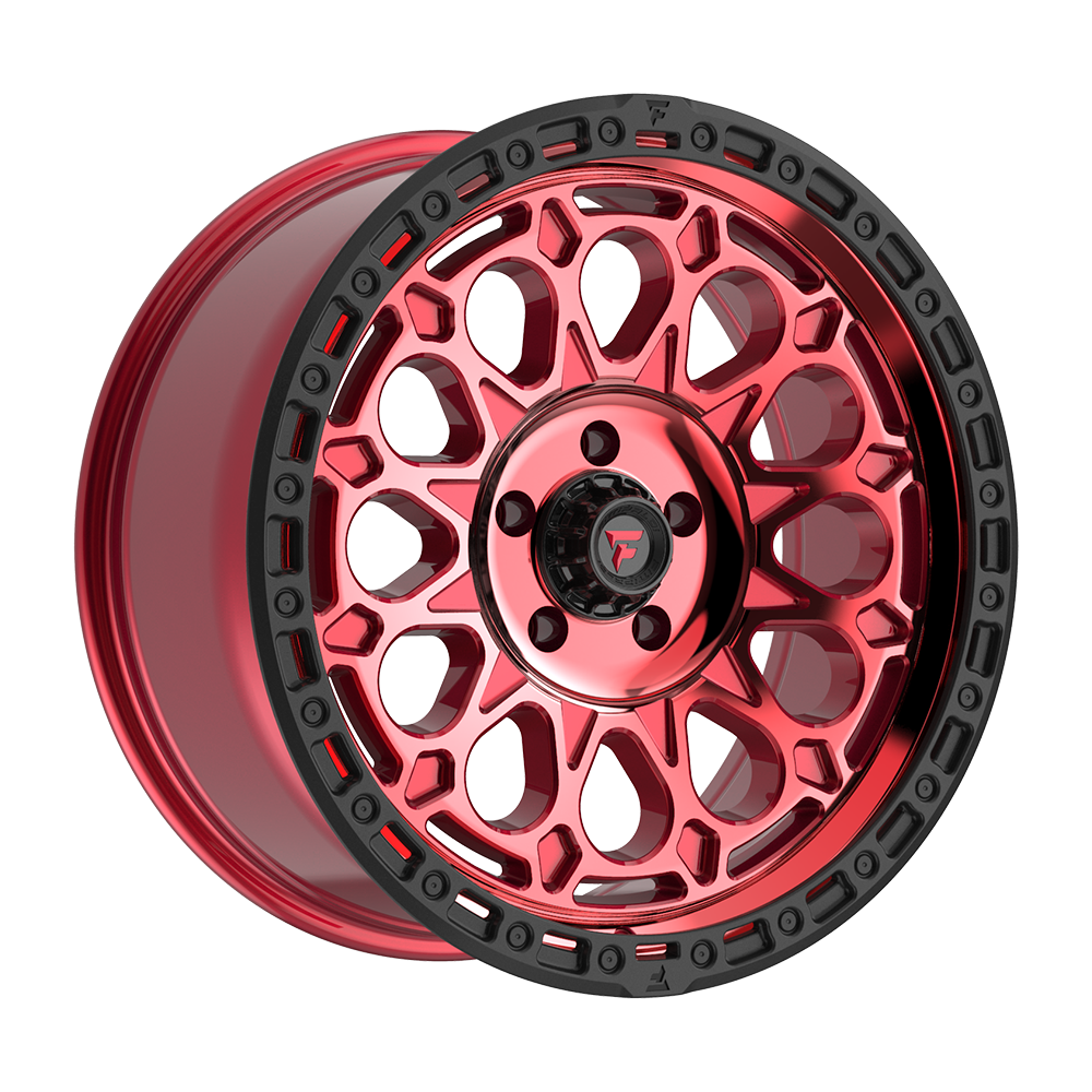 Fittipaldi Off Road FT101 Wheels – Gloss Red with Machined Face, Red Tint, and Satin Black Lip | 17x9, 18x9, 20x9