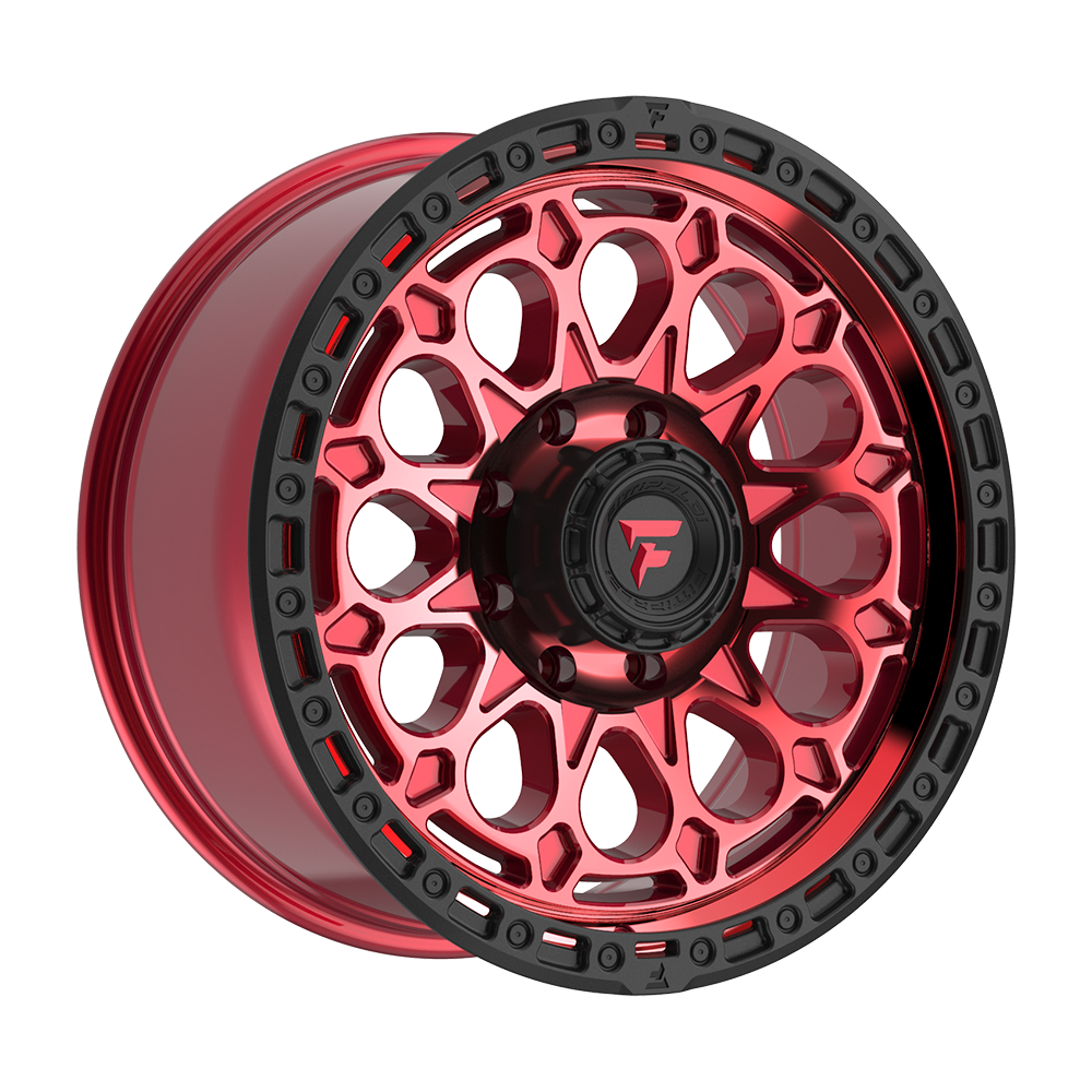 Fittipaldi Off Road FT101 Wheels – Gloss Red with Machined Face, Red Tint, and Satin Black Lip | 17x9, 18x9, 20x9