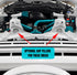 2017-2022 Ford Super Duty hood open showing the PMF OEM Hood Mirror Kit - Legends Auto Parts