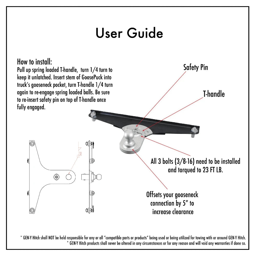 GEN-Y Hitch GoosePuck 5″ Offset Ball Puck System