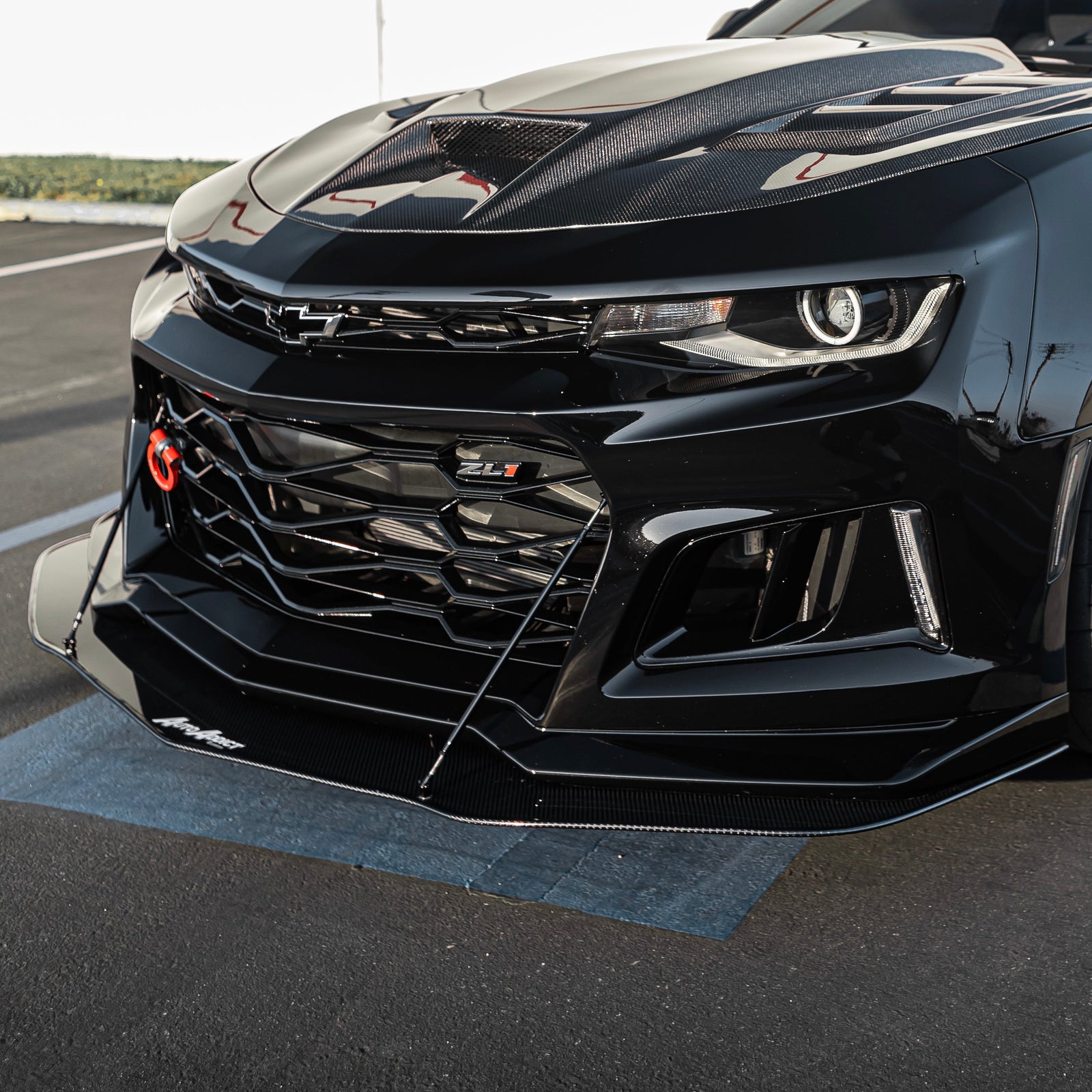 2017-2025 Chevy Camaro ZL1 Carbon Fiber Extension Splitter with Rods - Legends Auto Parts