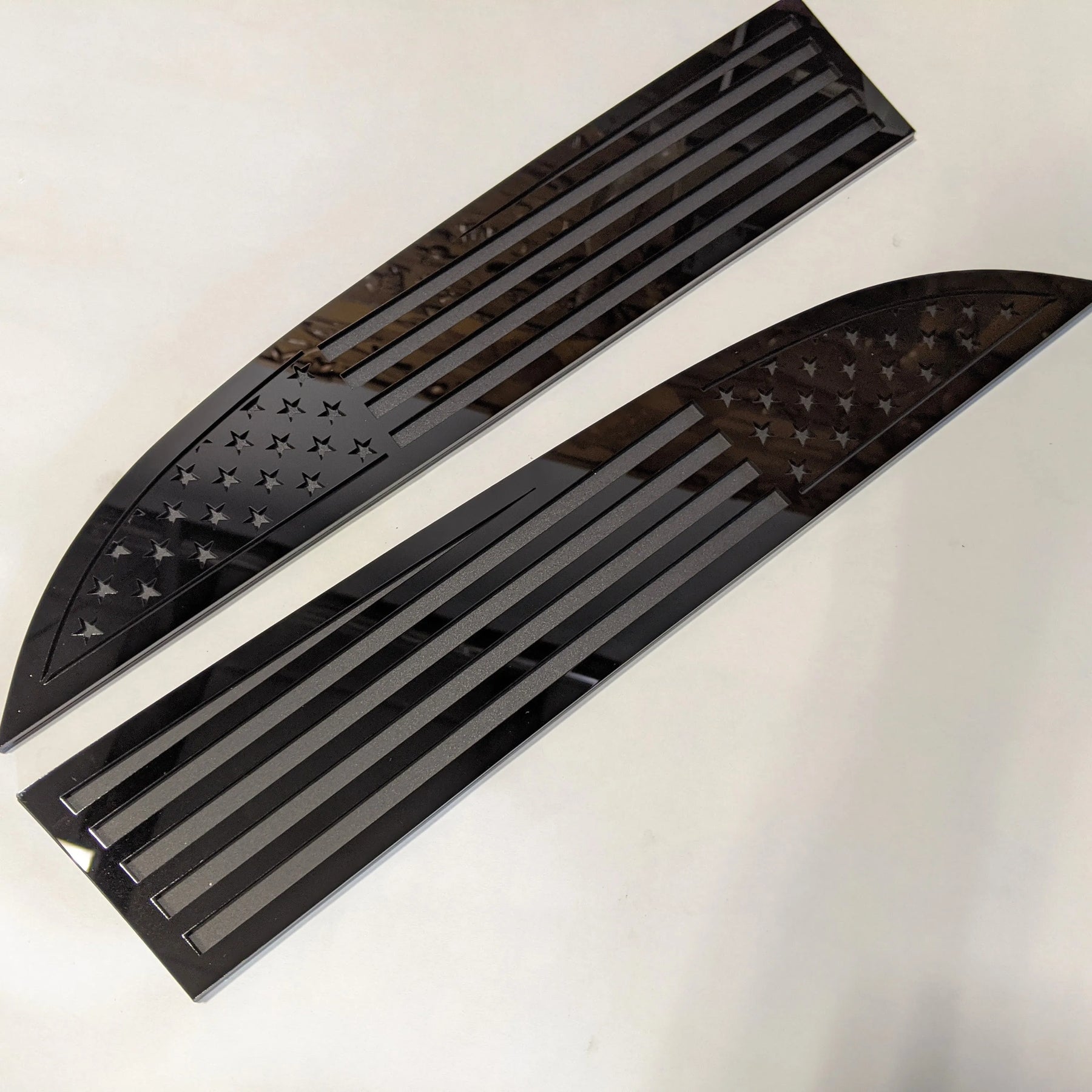 Ikonic 2011-2016 Ford SuperDuty American Flag Fender Badge Set - Black on Matte Black - Legends Auto Parts