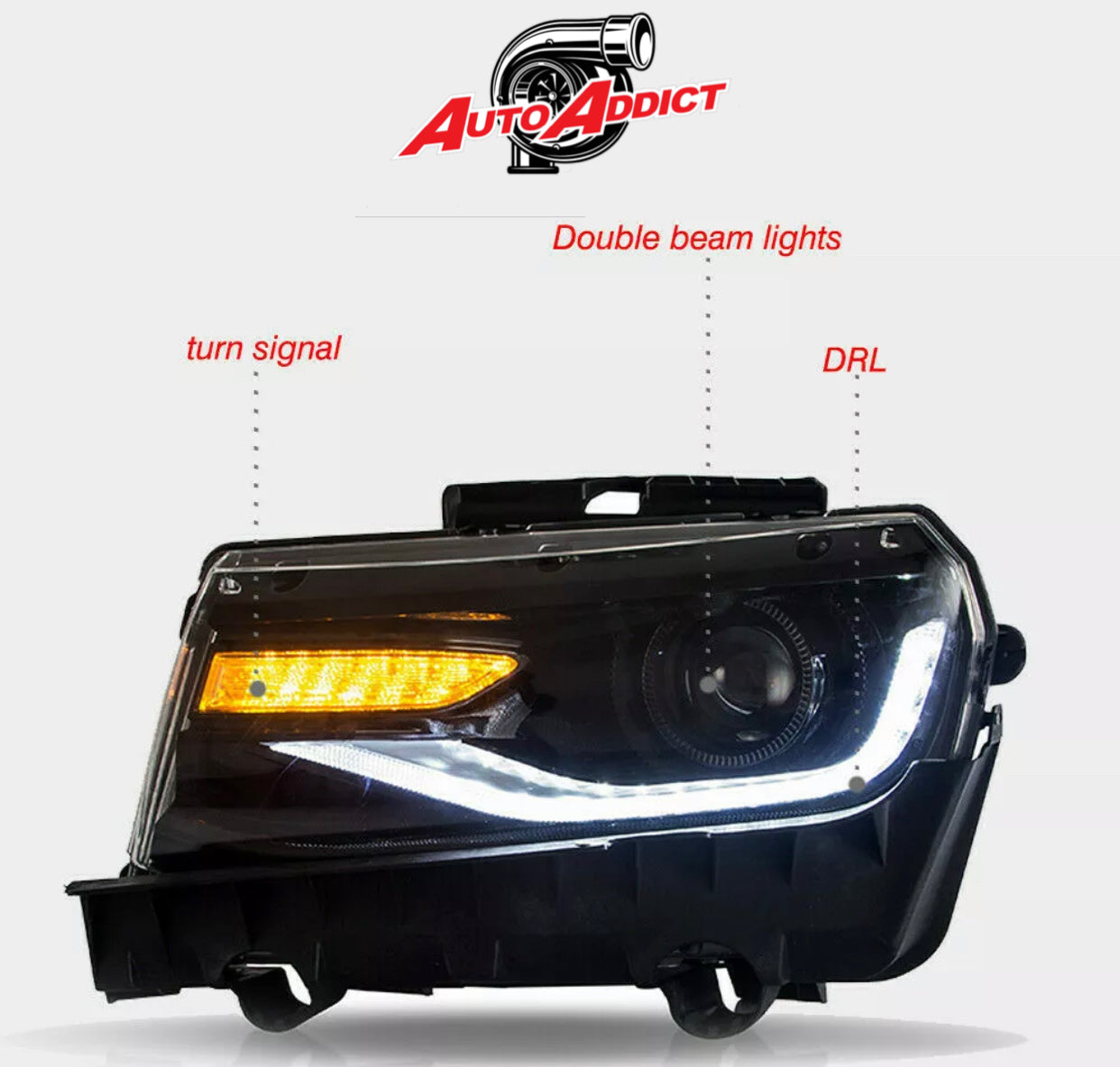 2014-2015 Chevy Camaro 6th Gen Style Headlights Projector LED DRL'S - Legends Auto Parts