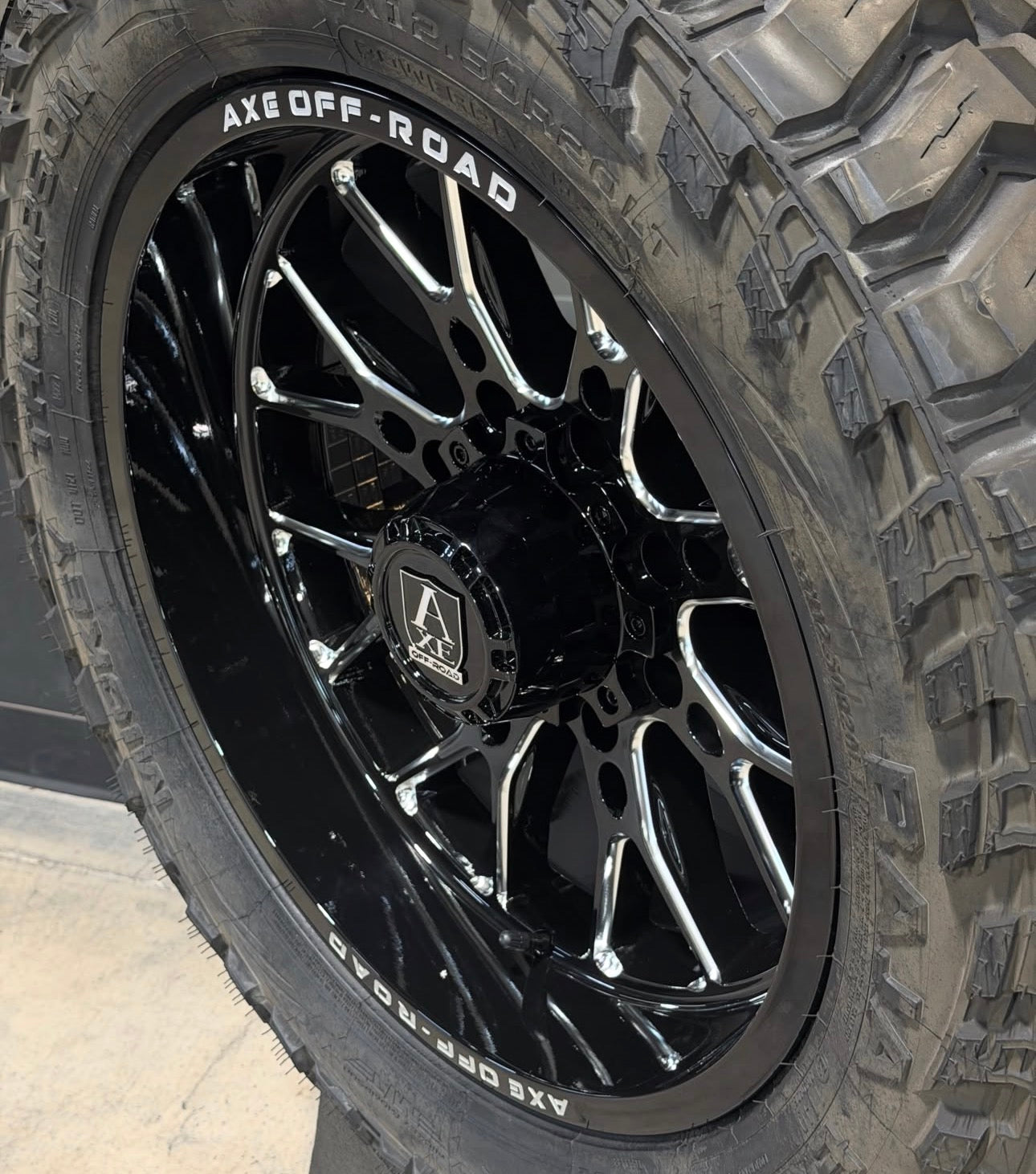 20x10 Axe Atlas 33x12.50R20 8x180 Wheel & Tire Package 2011–2026 Sierra / Silverado HD