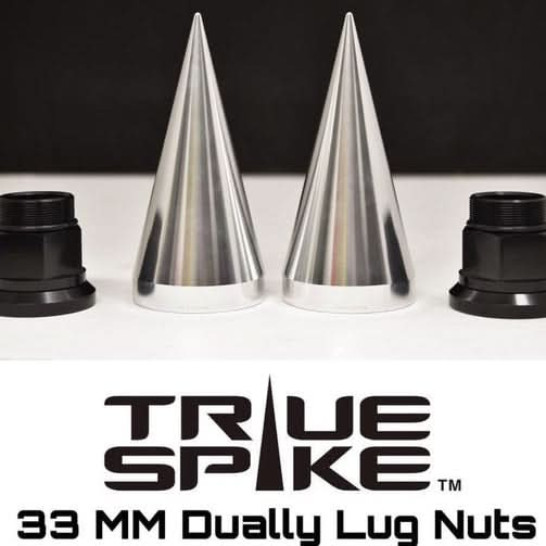 TrueSpike DUALLY SEMI TRUCK STEEL LUG NUTS WITH BILLET ALUMINUM 33MM SPIKE CAP (40PC SET) - Legends Auto Parts