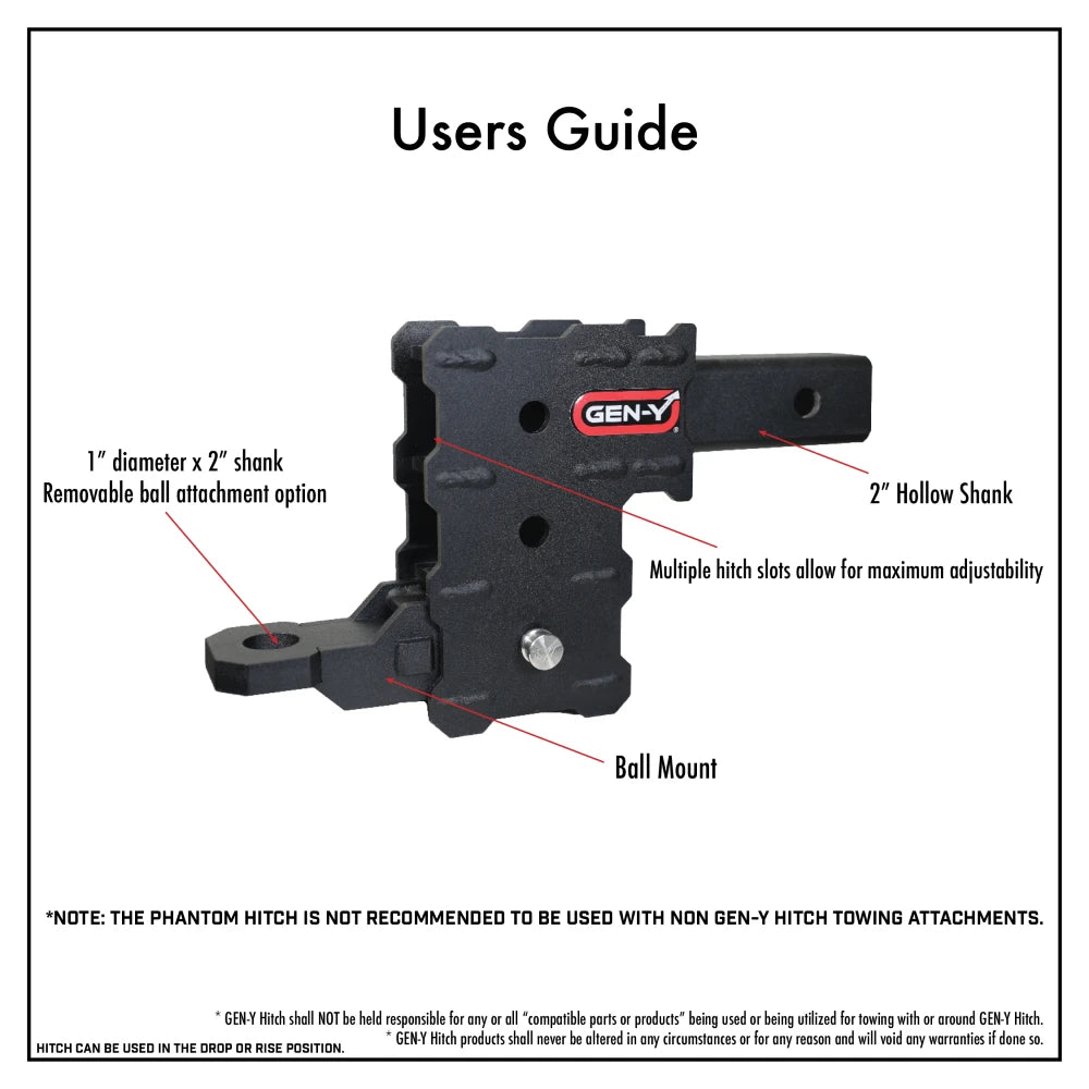 GEN-Y Hitch Phantom Drop Hitch (2″ Shank) 5K