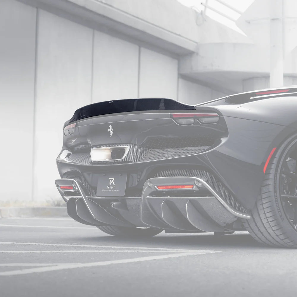 RYFT - Ferrari 296 Carbon Fiber Rear Ducktail Integrated Spoiler - Legends Auto Parts
