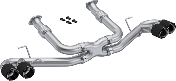 3" Cat-Back, Quad Split Rear, Chevrolet Corvette C8 2020 - 2025, T304 Stainless Steel, w/ Carbon Fiber Tips - Legends Auto Parts