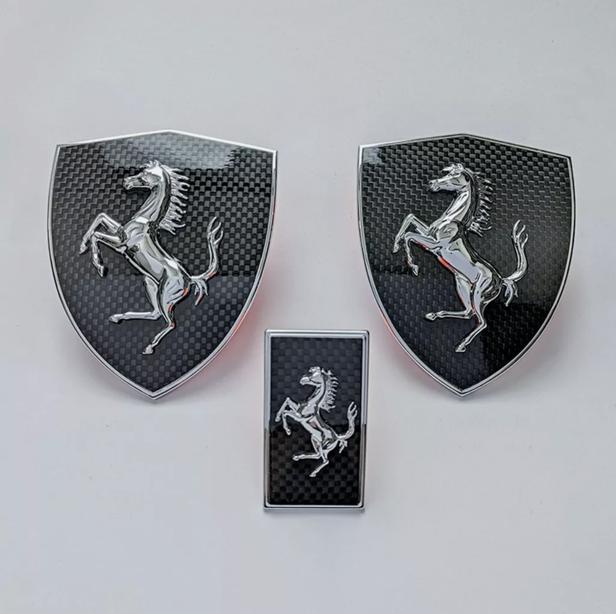 Ferrari OEM Carbon Fiber Badges | 3 Piece Set - Legends Auto Parts