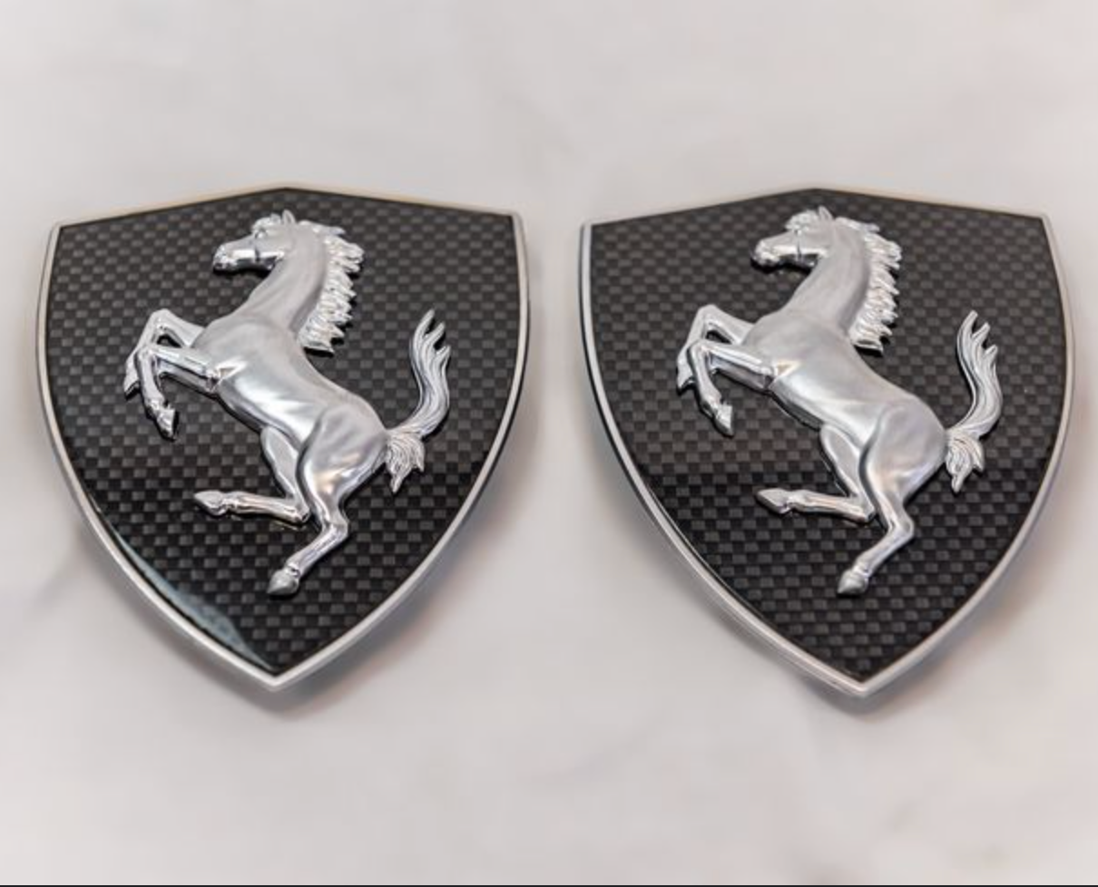 Ferrari OEM Carbon Fiber Fender Badges - Legends Auto Parts