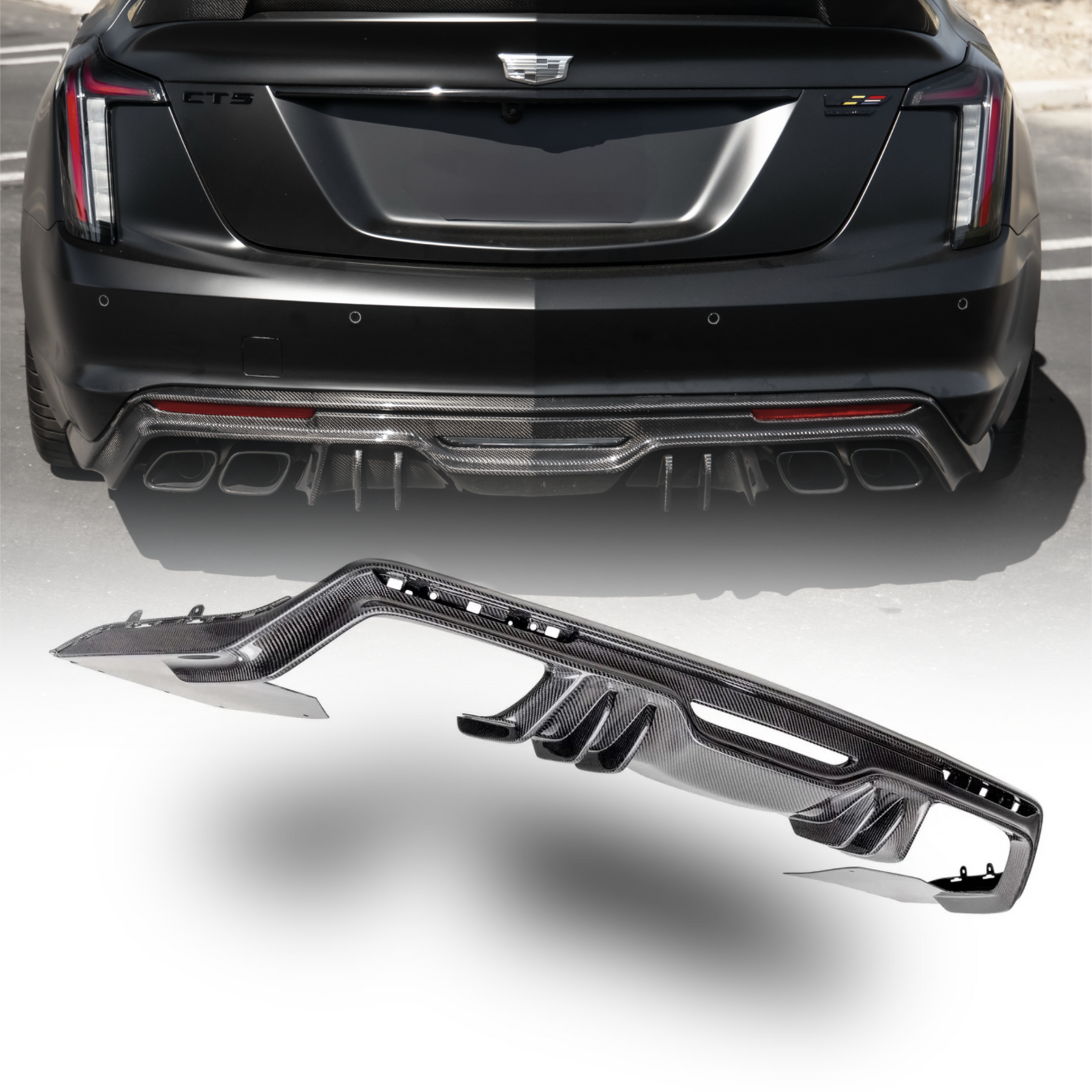 2022-2025 Cadillac CT5-V Blackwing Type-ST Carbon Fiber Rear Diffuser - Legends Auto Parts