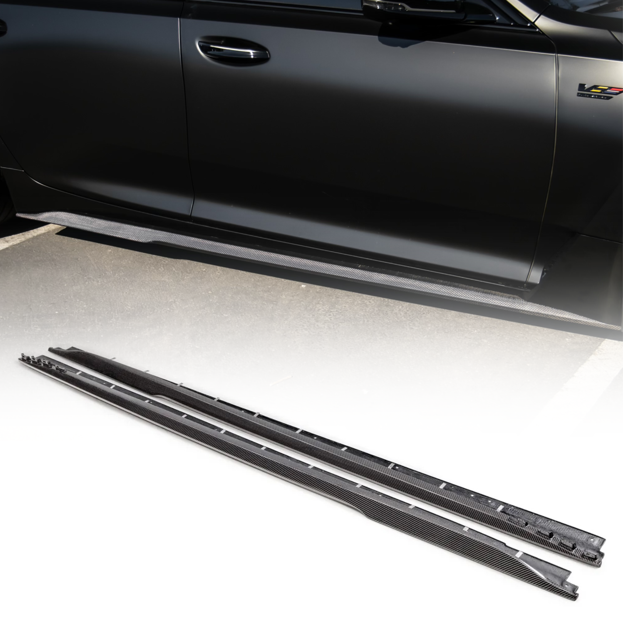 2022-2025 Cadillac CT5-V Blackwing Type-ST Gloss Carbon Fiber Side Rocker Panel Extensions - Legends Auto Parts