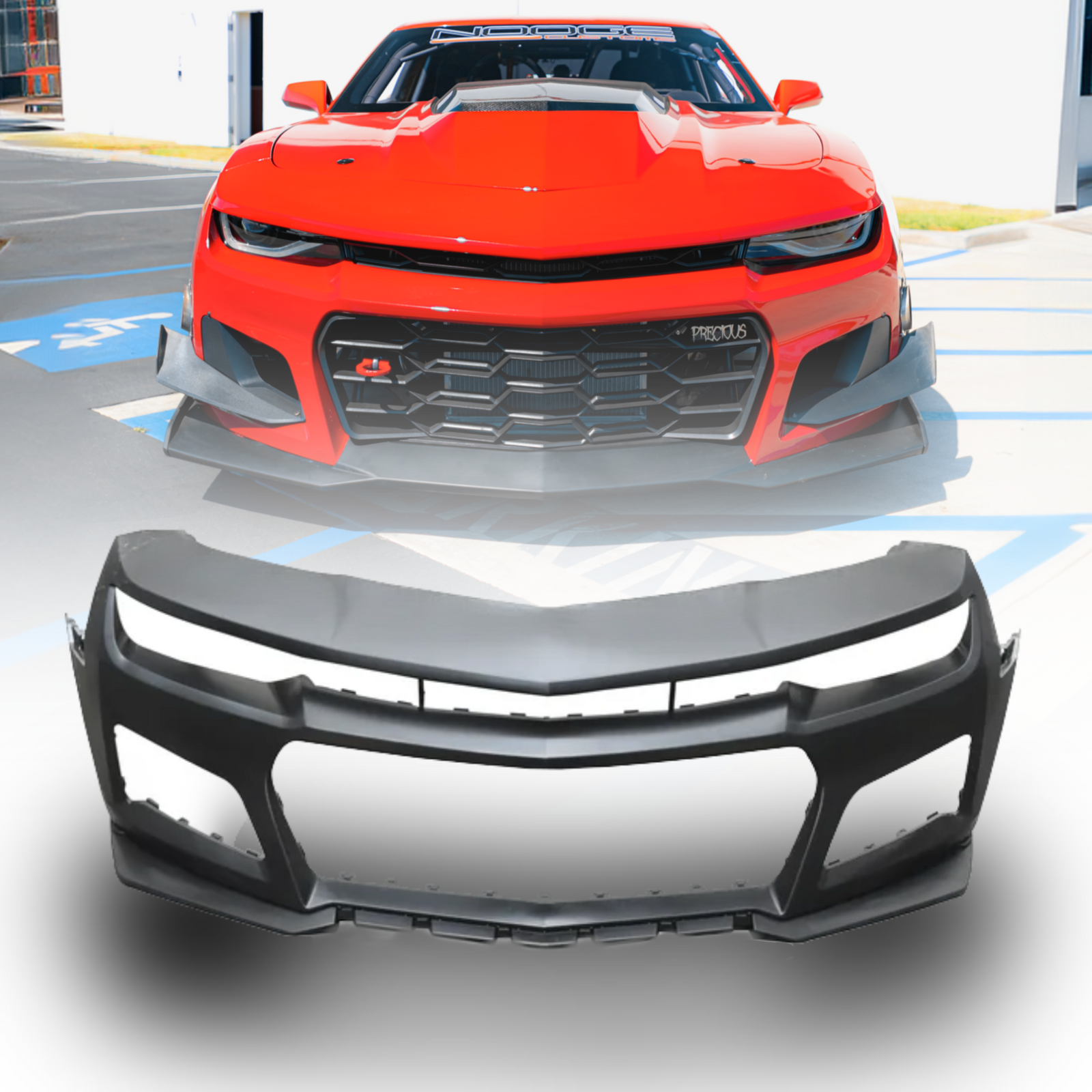 2010-2015 Chevy Camaro ZL1 1LE Track Package Front Bumper Conversion 11pcs Full Kit Flat BLK Body Kit - Legends Auto Parts