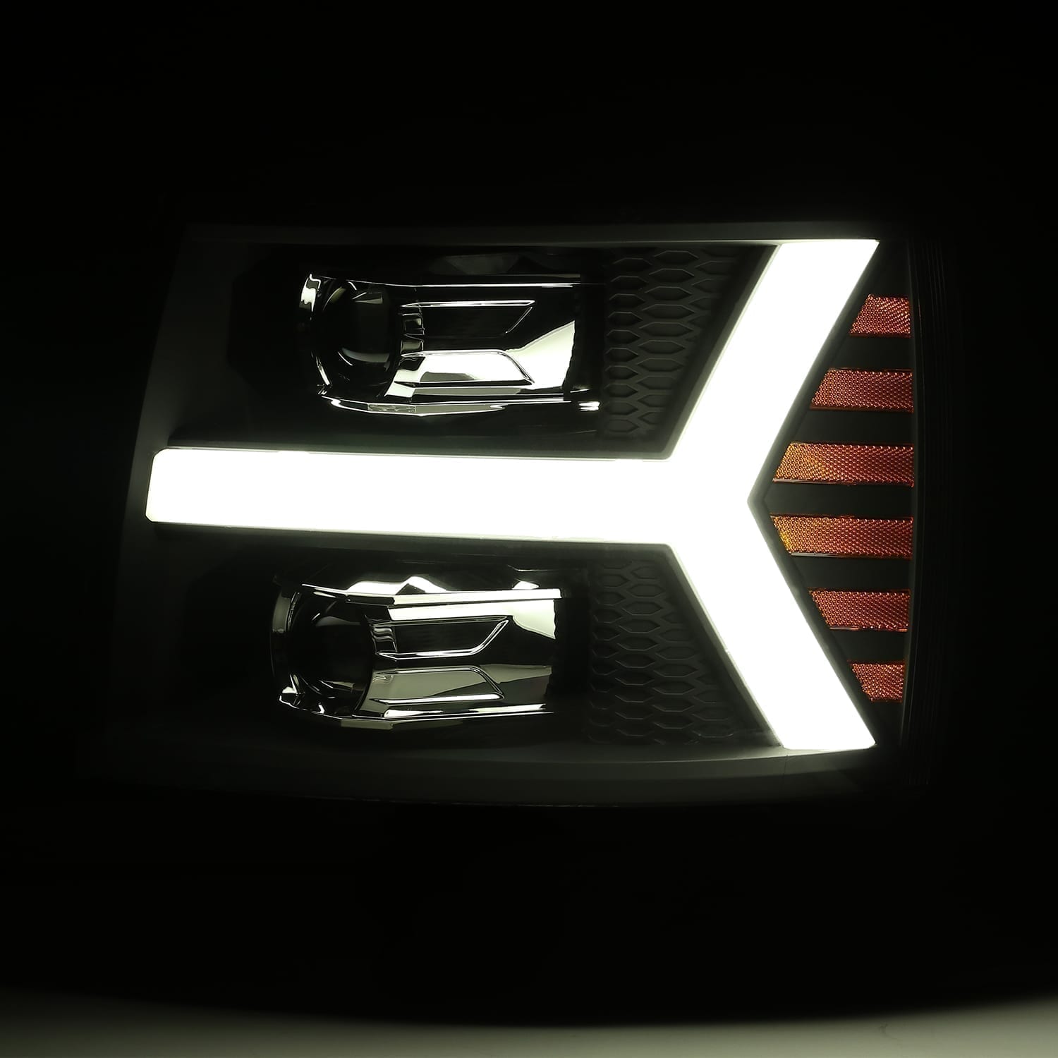 07-13 Chevrolet Silverado LUXX-Series LED Projector Headlights Jet Black - Legends Auto Parts