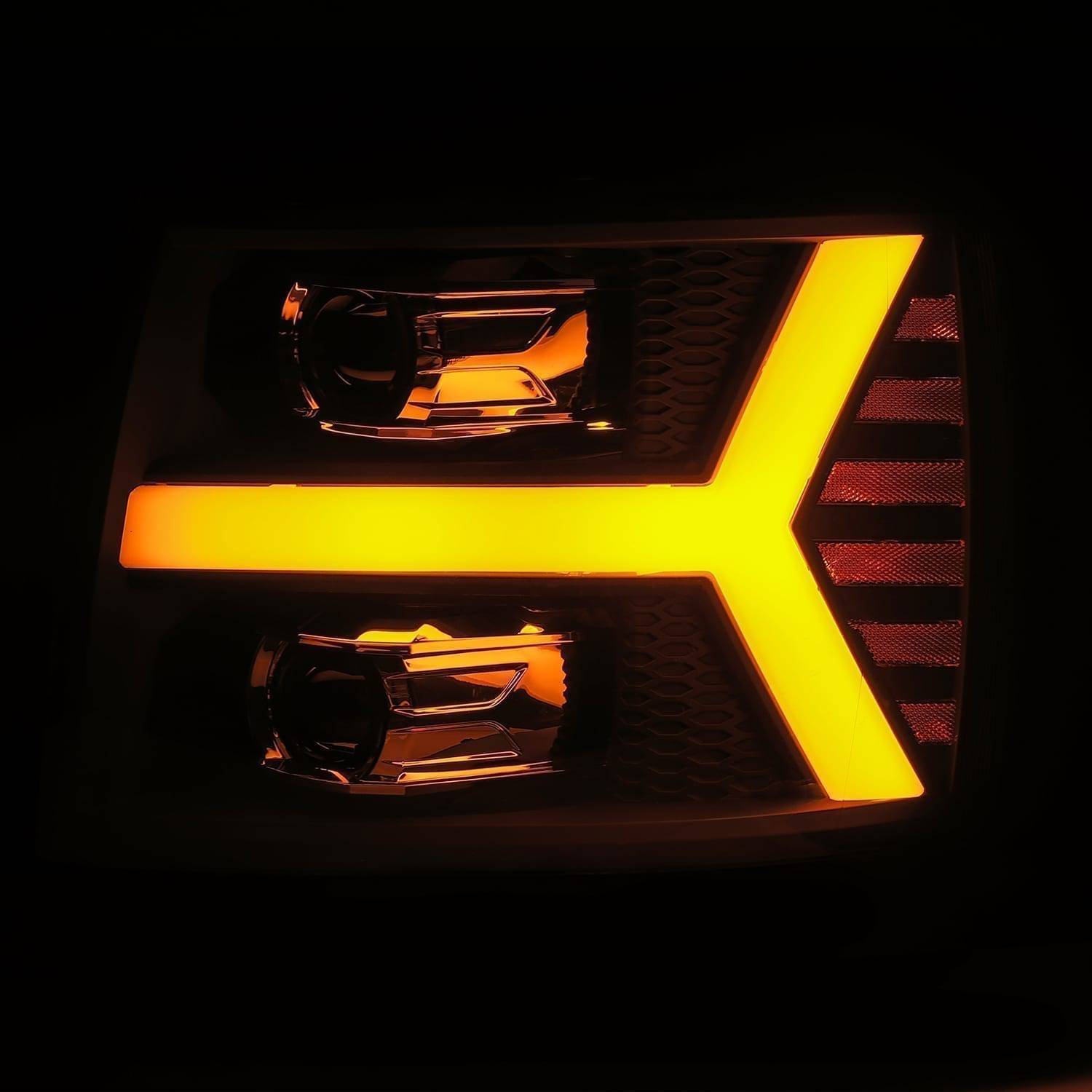 07-13 Chevrolet Silverado LUXX-Series LED Projector Headlights Jet Black - Legends Auto Parts
