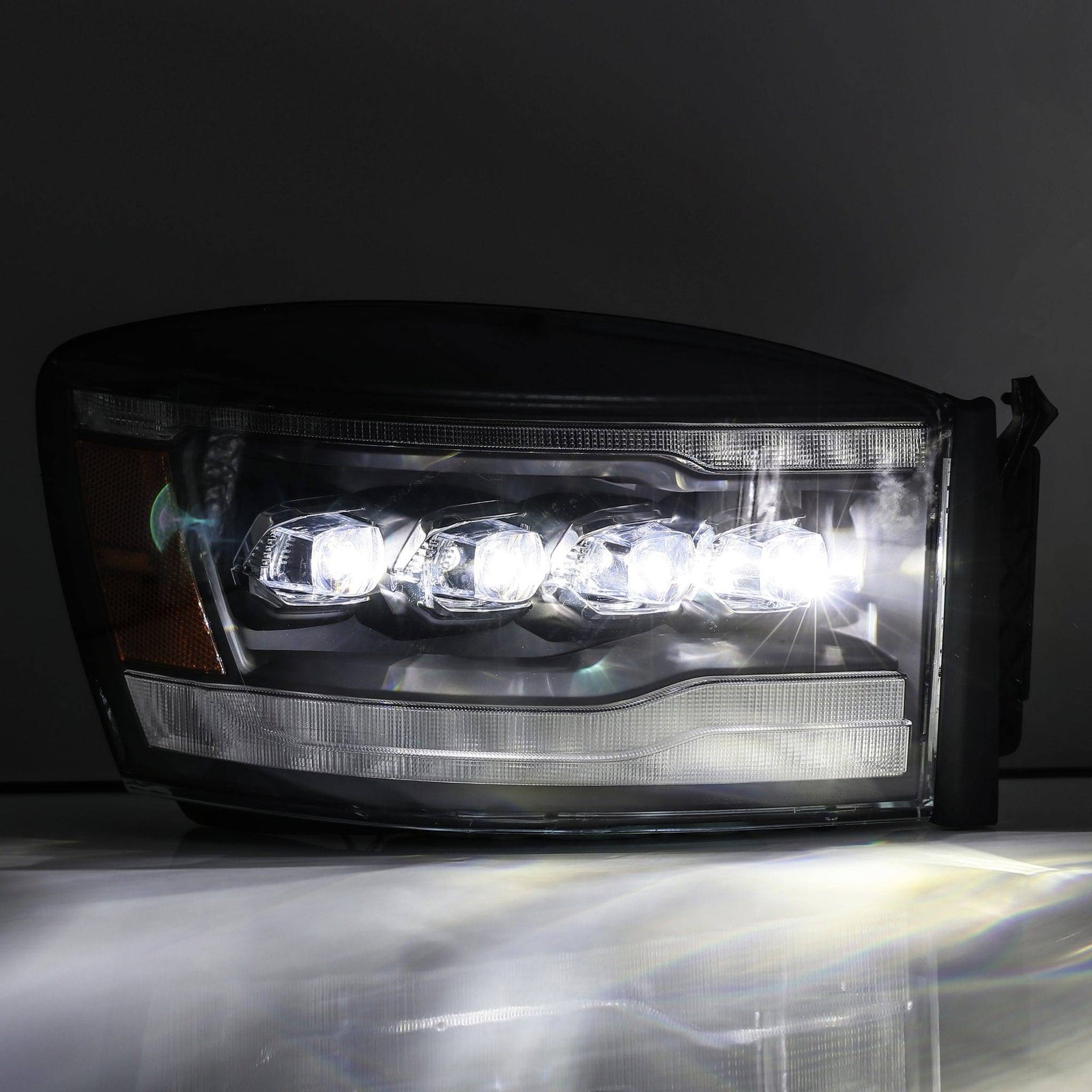 06-08 Dodge Ram NOVA-Series LED Projector Headlights Alpha-Black - Legends Auto Parts