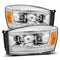 06-08 Dodge Ram PRO-Series Halogen Projector Headlights Chrome - Legends Auto Parts