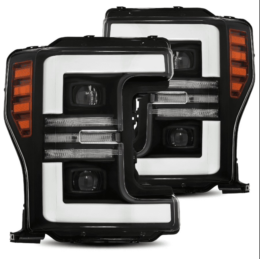 17-19 Ford Super Duty PRO-Series Halogen Projector Headlights Black - Legends Auto Parts