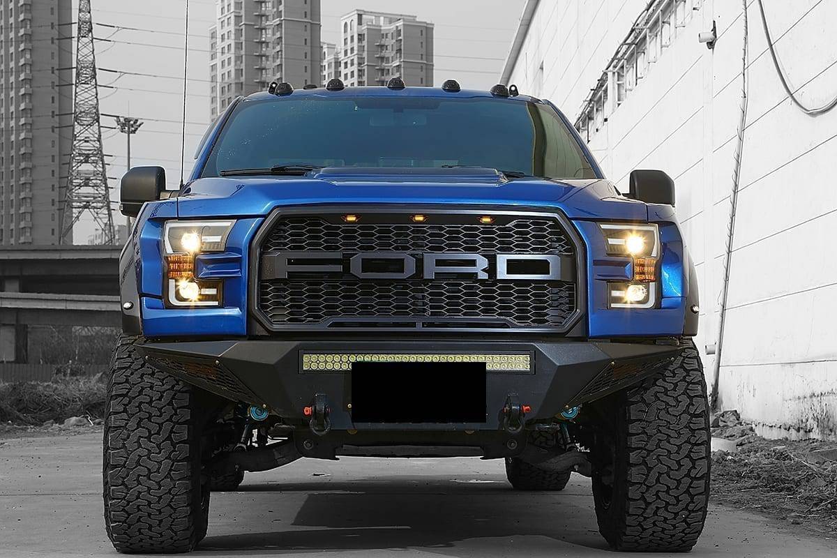 15-17 Ford F150 PRO-Series Halogen Projector Headlights Jet Black - Legends Auto Parts