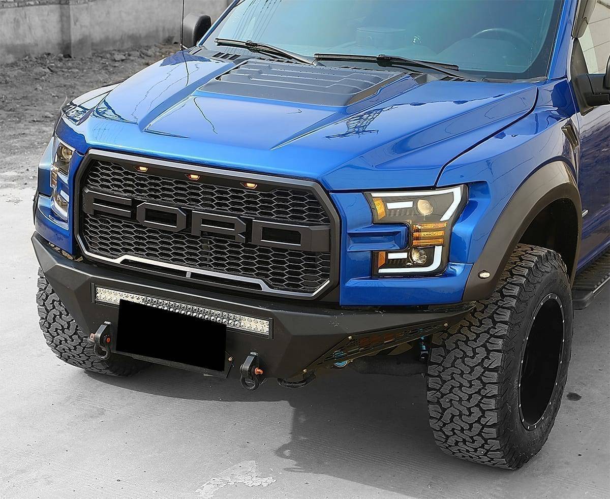 15-17 Ford F150 / 17-20 Ford F150 Raptor LUXX-Series LED Projector Headlights Jet Black - Legends Auto Parts