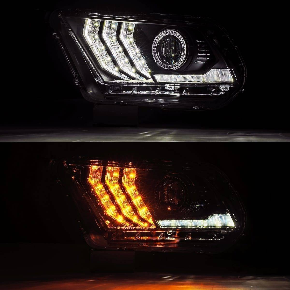 10-12 Ford Mustang LUXX-Series LED Projector Headlights Black - Legends Auto Parts