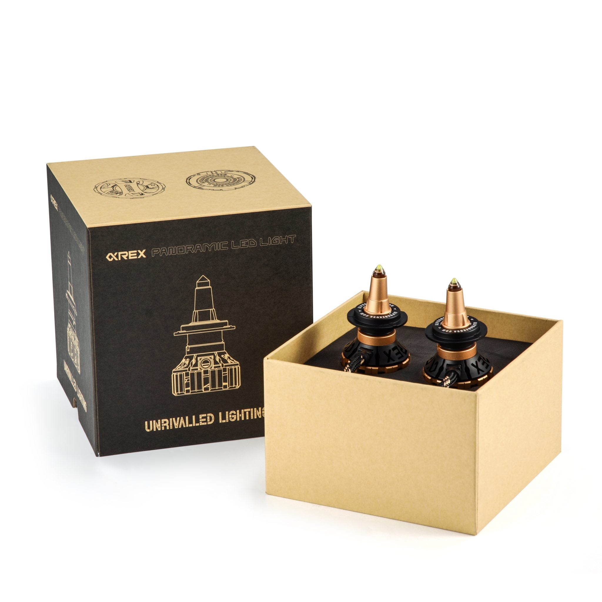 AlphaRex Gold Ammo Panoramic LED light bulbs | AlphaRex